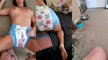 gets sucked and fucks his diapered girl