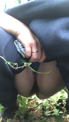 Squatting Outside to Do a Huge Powerful Piss