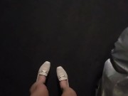 Shemale Ting xuan pees and masturbates outdoors and cums on her legs.