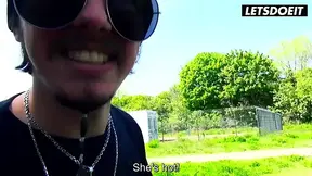 Sloppy van blowjob with deepthroat and gagging