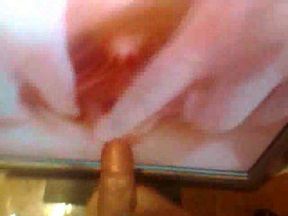 Jerking off on the big screen on homemade POV video