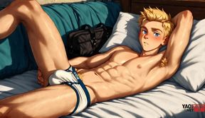 Blonde twink jocks stuffed raw in anime hentai showers