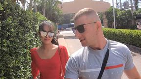 Big-titted Thai amateur girlfriend gives hot blowjob and rides cock rough