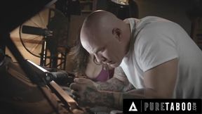 Busty Teen Lets The Creepy Mechanic Fuck Her In His Shop