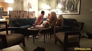 Two Blonde Babes DP Anal In Real Swinger Group Sex Late Night Hotel Party