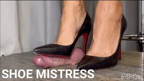 Full Weight Cock & Ball Crushing With A Perfect CockBox Shoejob Wearing Louboutin Kate Short POV Version