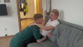 Friend deepthroats my big cock for the first time caught on film
