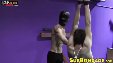 Flexible muscle stud submits to intense BDSM training in rough bondage session