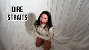 Dire Straits (4K MP4) Tilly McReese: Gagged, Gag Talk, Bondage, Strait Jacket, Ball Gagged, Micro Foam