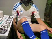 CBT,Soccer boy tortures ball and cock with electricity