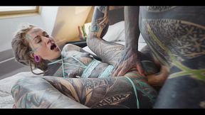 Tattooed Teen Balls Deep Fucking