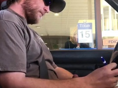 Horny Guy Bustin A Nut at the Bank ( Hands free Public Cum )