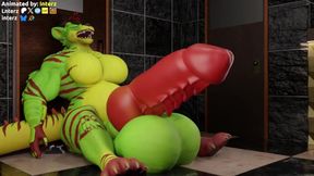 Green Dog Hyper Muscle Growth Animation