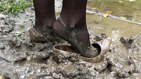 TUNA High Heels in a Mud, Burying High Heels in Mud, High Heels Sinking in Mud, High Heels Ruined High Heels