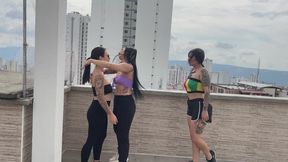 Pants down WAR leaves pussies exposed