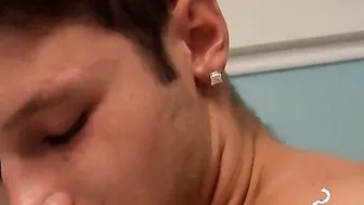 Twink smokes and strokes his hard cock in solo fetish session