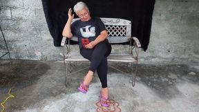 Man and woman tie mature woman with rope to tickle her whole body (1)