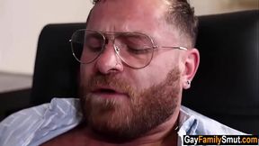 Inexperienced boy'_s first time gay sex with stepdad