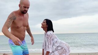 Complete stranger gets to fuck her hole on the beach