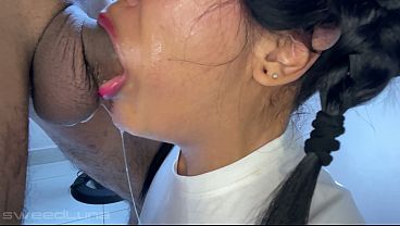 Sweetluna's saliva drips as she dominates during a slow and wild fuck
