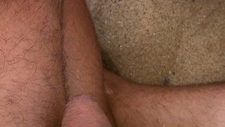 Peeing and ejaculating at the beach
