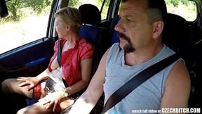 Czech Mirek gets a BJ and fucks blonde busty whore in a car