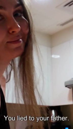 POV: Stepmom Gives Me a Secret Kitchen Blowjob After Staring at My Cock Under the Table