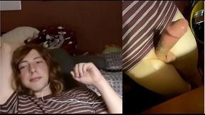 Cute teen tranny jerks big cock &amp_ cums