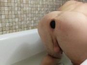 Anal play with 48cm double-sided and huge 35cm spiral dildo. Anal plug 63 mm. Deep penetration