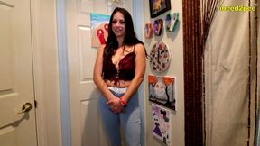 desperate to piss girls wetting her jeans panties