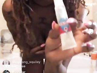 Ebony Stripper Nip Slip on IG Live