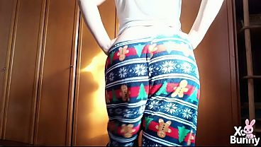 Walking and farting in large pajamas pants