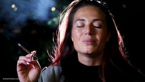 Sexy Russian Beauty Smoking Cigarette by Seaside