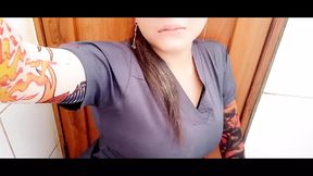 HOW DIRTY!! MATURE CLEANING WOMAN STIMULATES HER CLITORIS AT THE WORKPLACE