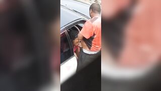 Ebony Lovers Oral Sex, Finger Nailed out Side the Vehicle at a Parking Lot