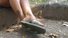 with their pronounced arches in flip flops and in the middle of a quiet place (3)