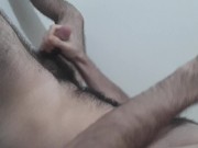 Hairy Israeli otter, precum drops, moans and cumming on hairy chest