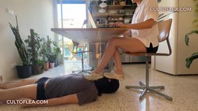Human footrest punishment – face trampling, dirty white sneakers, ignoring, objectification and relentless suffering under goddess Lea