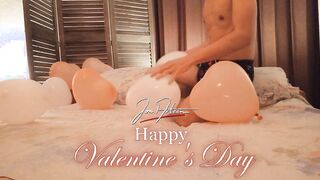 Glad Valentines Day! Jon Arteen blows up balloons, one jizzes. The queer lad plays and dances. SFW