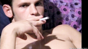 BoysSmoking: Chad sensually jerks his thrilled prick while smoking his ciggy