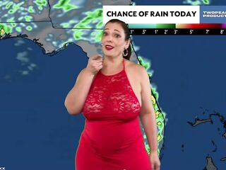 Weather Woman Exposes Breasts and Bush