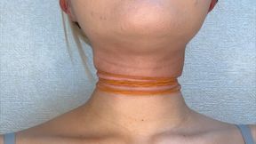 Rubber Band Choke Challenge – Japanese Girl’s Purple Neck Play
