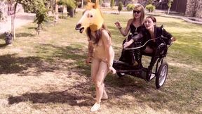 Pony girl training - Whipping hard LEZDOM