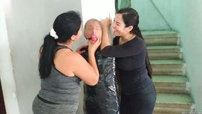 Sadistic Mummification Bondage For Tag-Teamed Latina Captive