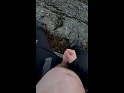 Cumming in a public park
