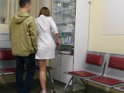 Horny pharmacist girl has sex with pharmacy visitor