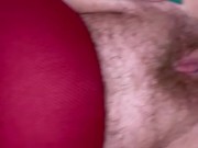 Close up hairy pussy fuck, dripping with cum