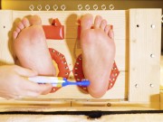 Getting my Feet Locked in Stocks, Oiled and Tickled