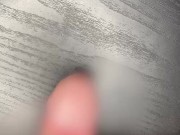 机の上で電マでちんこをおさえつけて射精⭐︎ Ejaculate by holding down the penis with an electric massage machine on the de