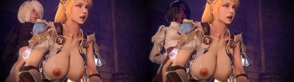 2b-2p X Sophitia Split Screen (futa Shemale)
